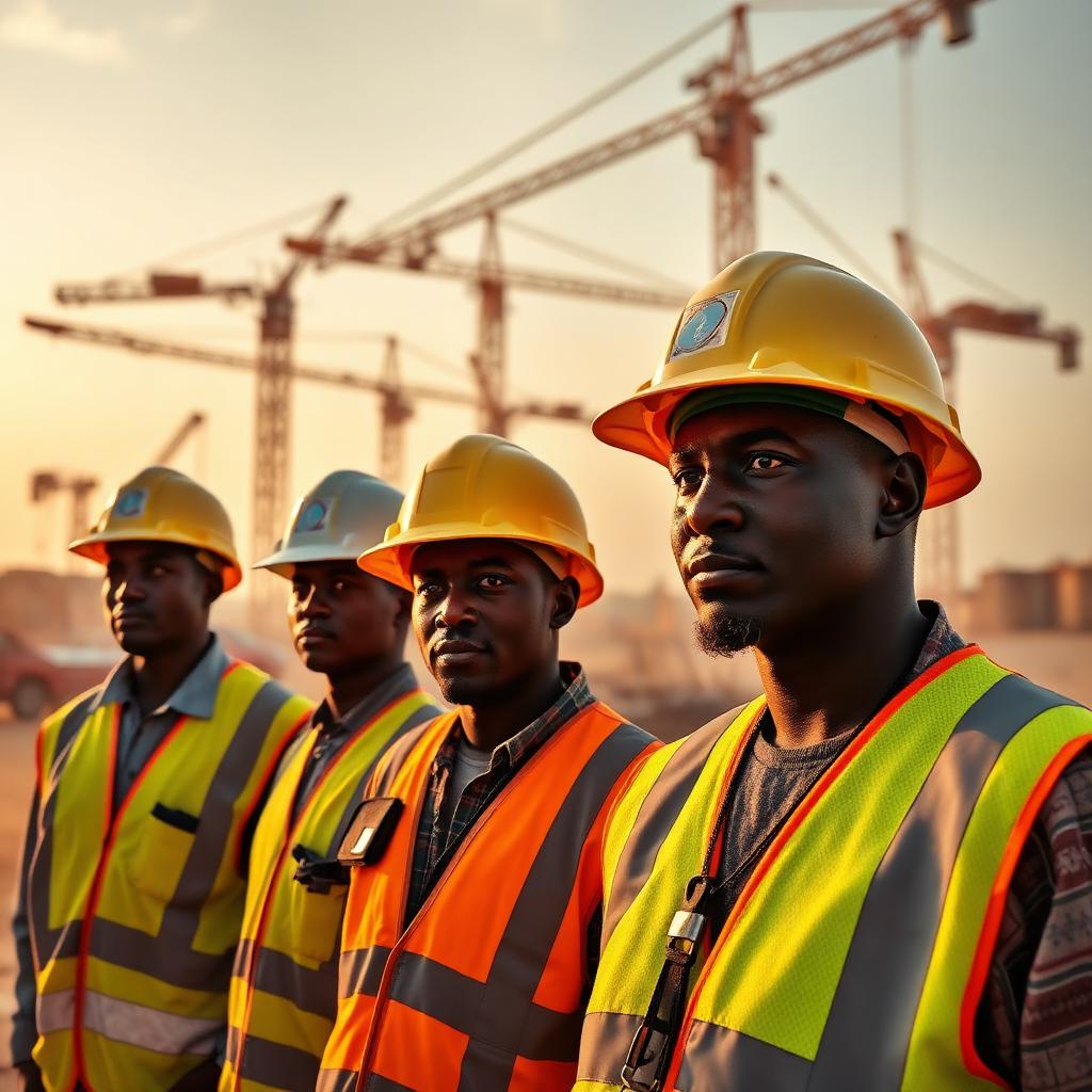 Construction site at sunset